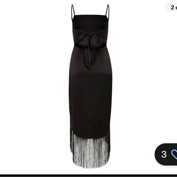 12th Tribe MONET BLACK FRINGE SATIN MAXI DRESS Size L New With Tag - Picture 7 of 8